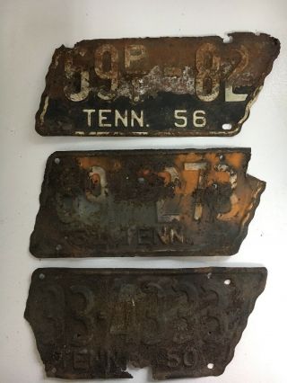 3 Antique Tenn License Plates 1950,  1951,  1956
