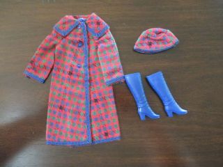 Barbie Vintage Mod Fashion Doll Outfit Mainly For Rain 3338 Blue Boots Hat