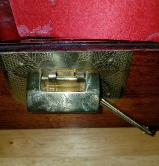 Vintage Chinese Wood Brass Jade Inlay Jewelry Box with Lock Shanghai China 4