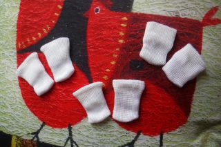 3 Pr Vintage Rayon Socks For 10 " Dolls: R&b Littlest Angel,  Na Debbie,