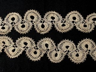 104 " X 2 " Old Vintage Elaborate Crochet Ecru Lace,  Trim.  Insert,