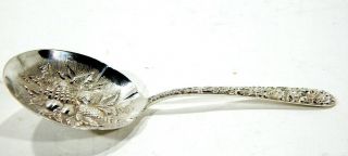Vintage Sterling S.  KIRK & SON Floral Repousse Berry Serving Spoon 2