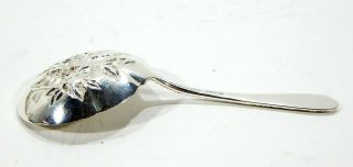 Vintage Sterling S.  KIRK & SON Floral Repousse Berry Serving Spoon 3