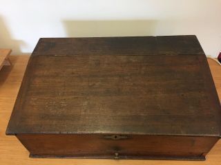 Lovely Vintage Wooden Writing Desk With Drawer & Lockable Inside Compartment (d1)