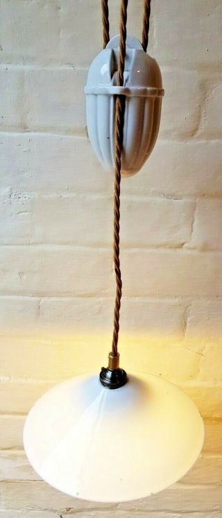 Antique French Rise & Fall Pendant Ceiling Light