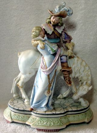 A Large Antique German Bisque Porcelain Group Figurine Figure