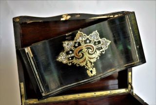 ANTIQUE FRENCH NAPOLEON III Ebony & Inlaid Brass CAVE A LIQUEUR DECANTER BOX A/F 5