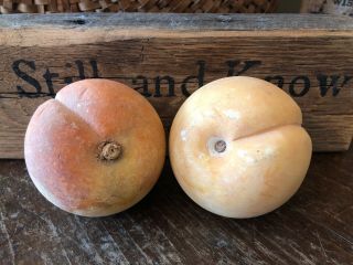 Antique Vintage Peach Alabaster Stone Fruit Italy