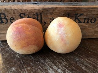 Antique Vintage Peach Alabaster Stone Fruit Italy 2