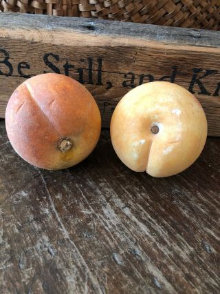 Antique Vintage Peach Alabaster Stone Fruit Italy 3