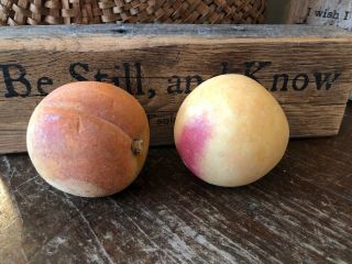 Antique Vintage Peach Alabaster Stone Fruit Italy 4