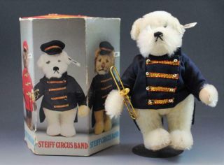 Antique German Steiff Animal Dog Bandsman Golden Age Of The Circus W/ Box