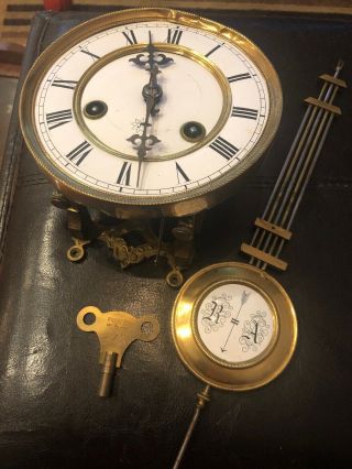 Antique Junghans R/a Regulator Wall Clock Movement Pendulum And Key