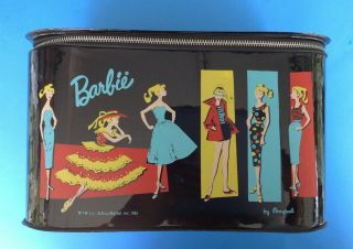 Vintage Barbie Doll Train Carrying Case 1961 Ponytail Black Patent Vinyl Vgc