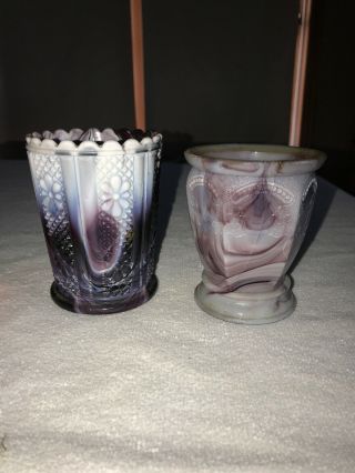 Antique Purple Slag Glass Jars