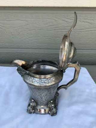 Antique Simpson Hall Miller & Co Silverplate Pitcher Quadruple Plate from Estate 5