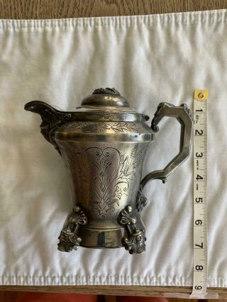 Antique Simpson Hall Miller & Co Silverplate Pitcher Quadruple Plate from Estate 8
