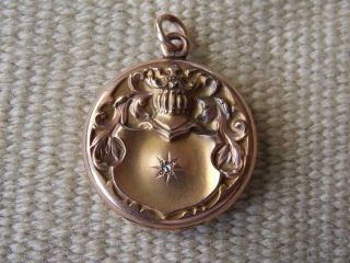 Antique Art Nouveau 1/4 Gold Shell W&h Co.  Diamond Locket 1 " Diameter