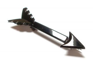 Antique Victorian French Jet Black Glass Arrow Brooch Mourning Af