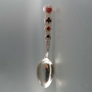 Enameled Sterling Silver Souvenir Spoon,  Playing Card Suits