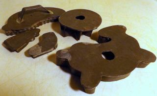 5 Antique Vtg PA Dutch Handmade Tin Cookie Cutters Running Rabbit 2 Mini Etc. 2