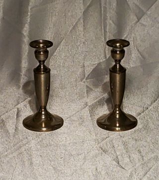 Towle Sterling Silverplate Candlestick Candle Holders Pair 035