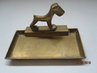 Art Deco brass terrier dog calling card tray or pin / studs dish 2