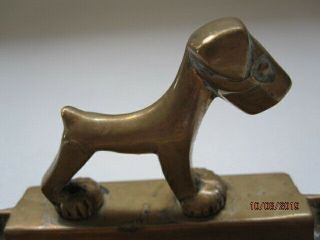 Art Deco brass terrier dog calling card tray or pin / studs dish 3