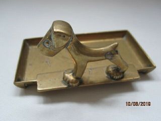 Art Deco brass terrier dog calling card tray or pin / studs dish 4