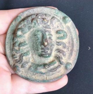 Very Ancient Old Roman Empire Queen Head Bronze Plate,