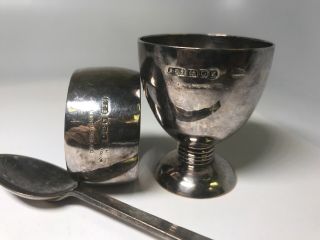 Sterling Silver 925 Hallmarked Asprey & Co London Napkin Ring Egg Cup Spoon 7