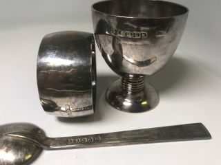 Sterling Silver 925 Hallmarked Asprey & Co London Napkin Ring Egg Cup Spoon 8