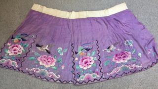 Antique Chinese Silk Skirt,  Embroidered Birds,  Flowers Stunning