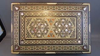 Antique Authentic Orient - Syrian Mosaic Inlay Wood Trinket Jewelry Box Stunning