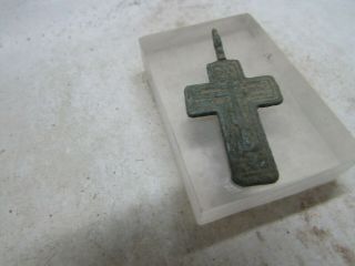 Antique Old Bronze Religious Cross Pendant