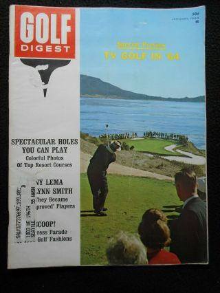 Vintage January 1964 Golf Digest Pebble Beach 110th Seventh Hole On Cover