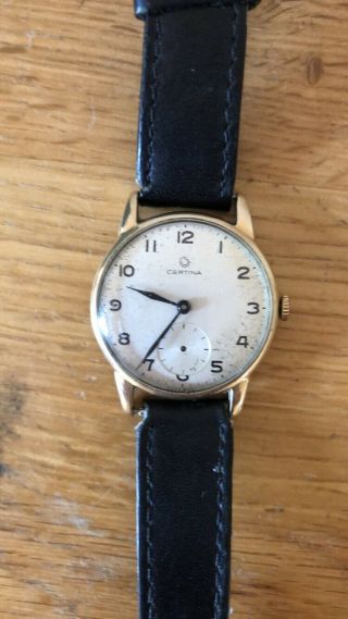 Vintage Certina Watch Wristwatch With Black Strap