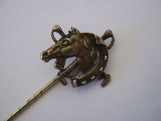 Rare Antique Victorian Silver Stick Pin Brooch Horse Head Equestrian 2