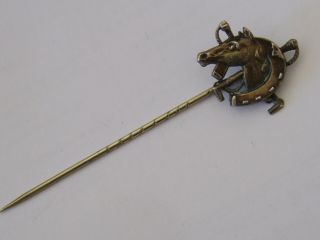 Rare Antique Victorian Silver Stick Pin Brooch Horse Head Equestrian 3