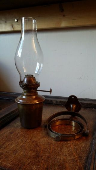 Antique Vintage Brass Gimballed Oil Lamp - Ships Boat Yacht Etc