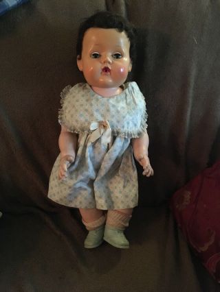Vtg.  18” Amer.  Character Tiny Tears Girl Baby Doll,  Great Hair,  Some Issues