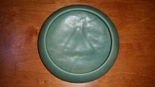 Antique Art Pottery Matte Green Low bowl arts & crafts mottled glaze vintage 4