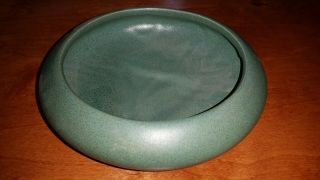 Antique Art Pottery Matte Green Low bowl arts & crafts mottled glaze vintage 5