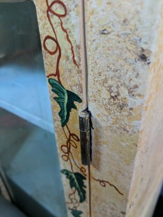 Antique stencilled barnwood 4 - shelf cabinet with glass door w/ vintage hardware 3