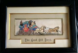 Framed Antique Stevengraph Pure Silk Woven Picture.  " The Good Old Days "