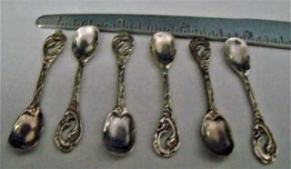 Set Of Six Sterling Silver Salt Spoons