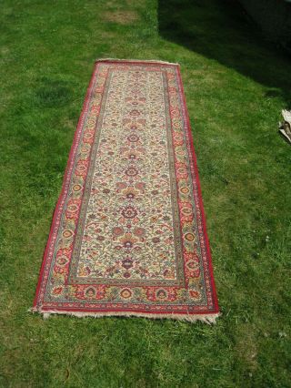 Vintage Nine Feet Long Rug/runner From The Middle East / Western Asia ?