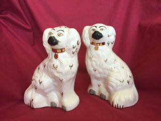 Antique 1940s Staffordshire Beswick Porcelain Spaniel Dogs 8” Rare