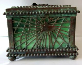 Antique Tiffany Studios York Bronze Fraville Pine Needle Footed Inkwell 8