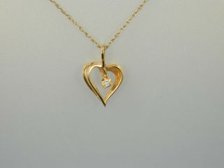 Exquisite Vintage 14k Yellow Gold Diamond Heart Shaped Pendant M